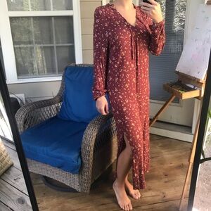 Natural Life | Floral Maroon Maxi Dress |